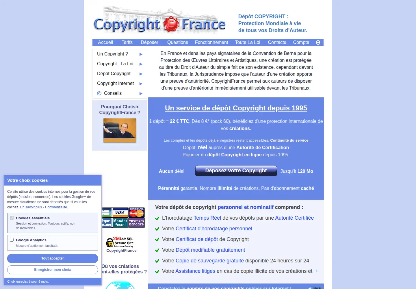 Captured homepage of copyrightfrance.com in the current scan
