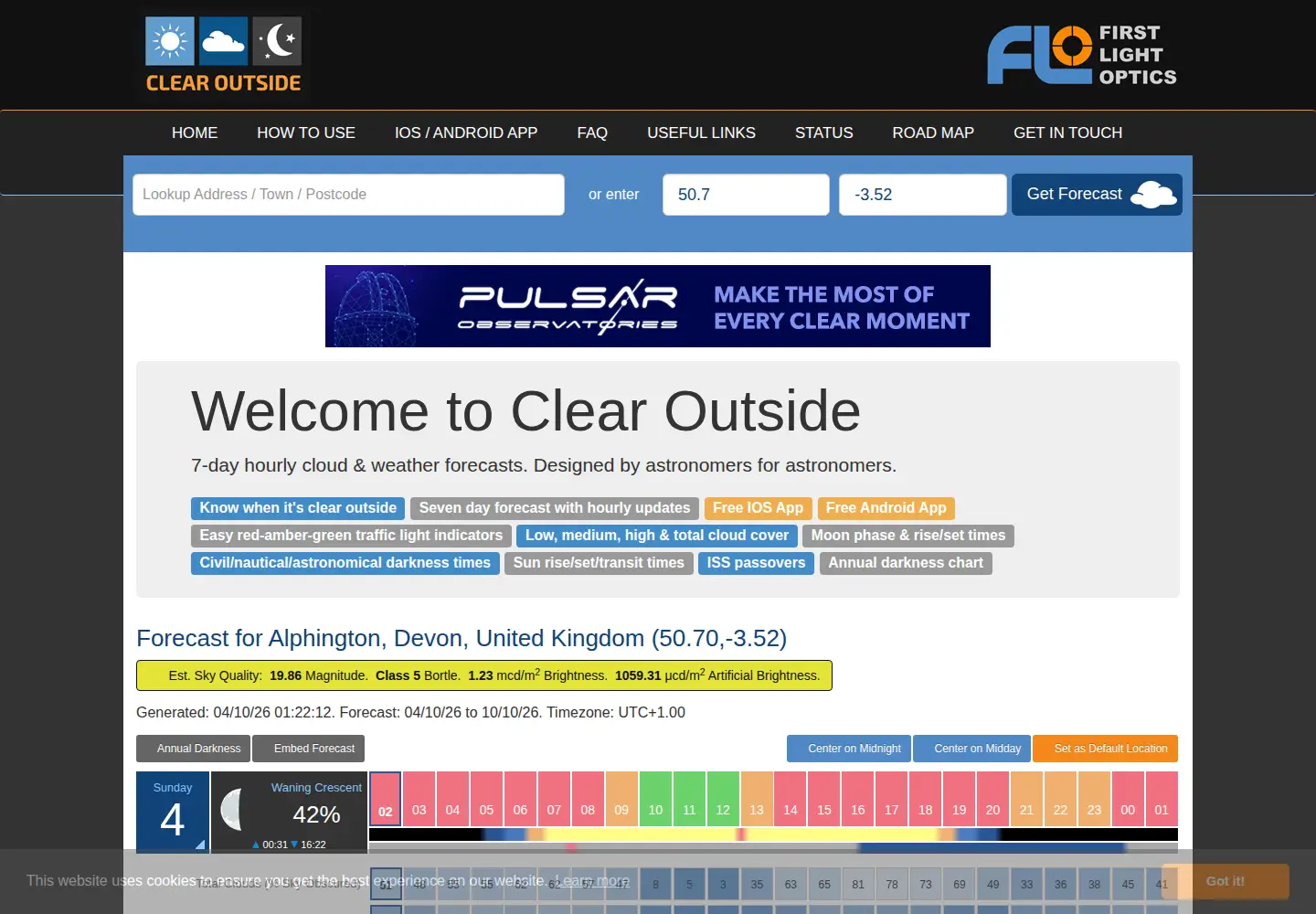 Screenshot of clearoutside.com