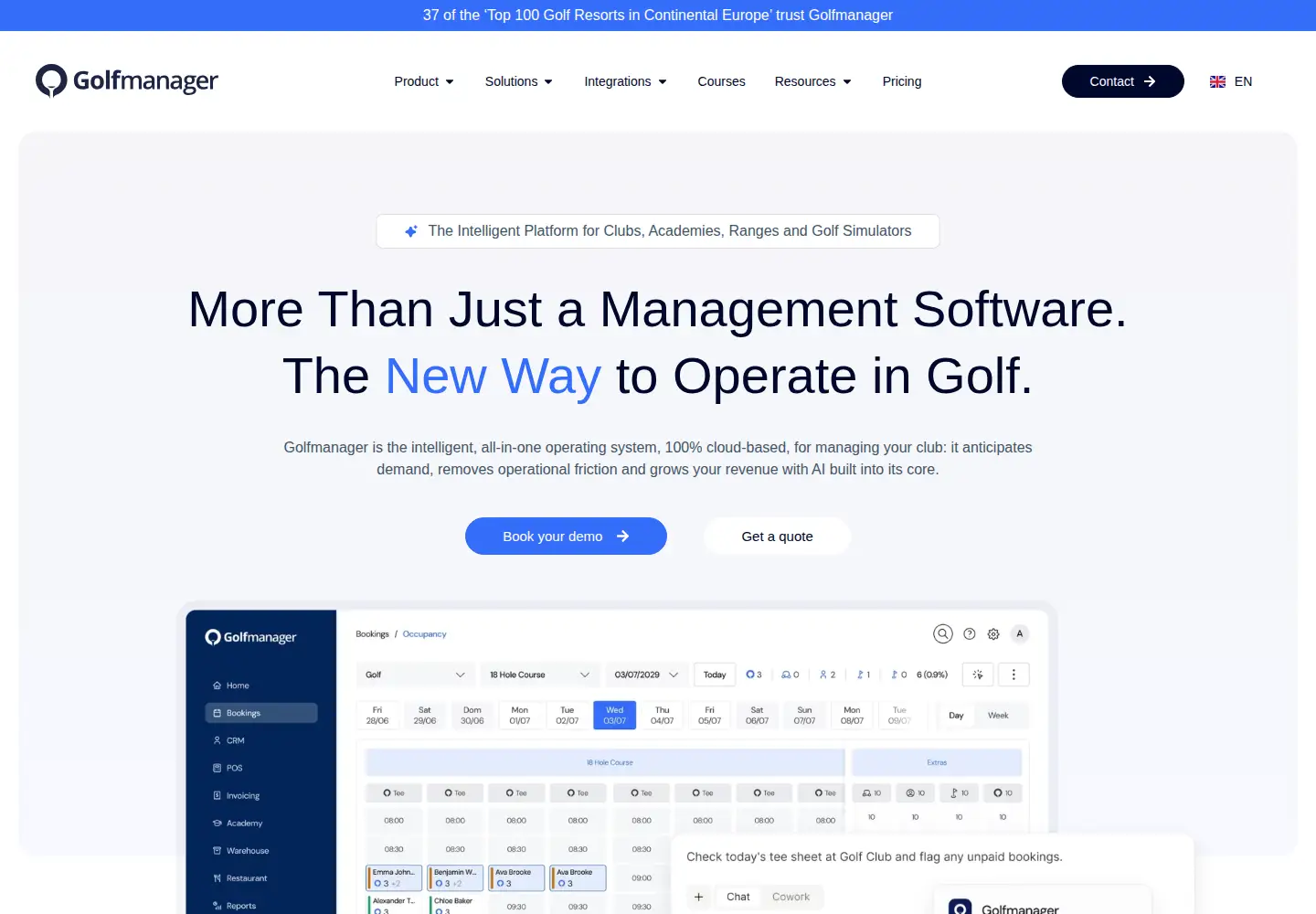 Screenshot of golfmanager.com
