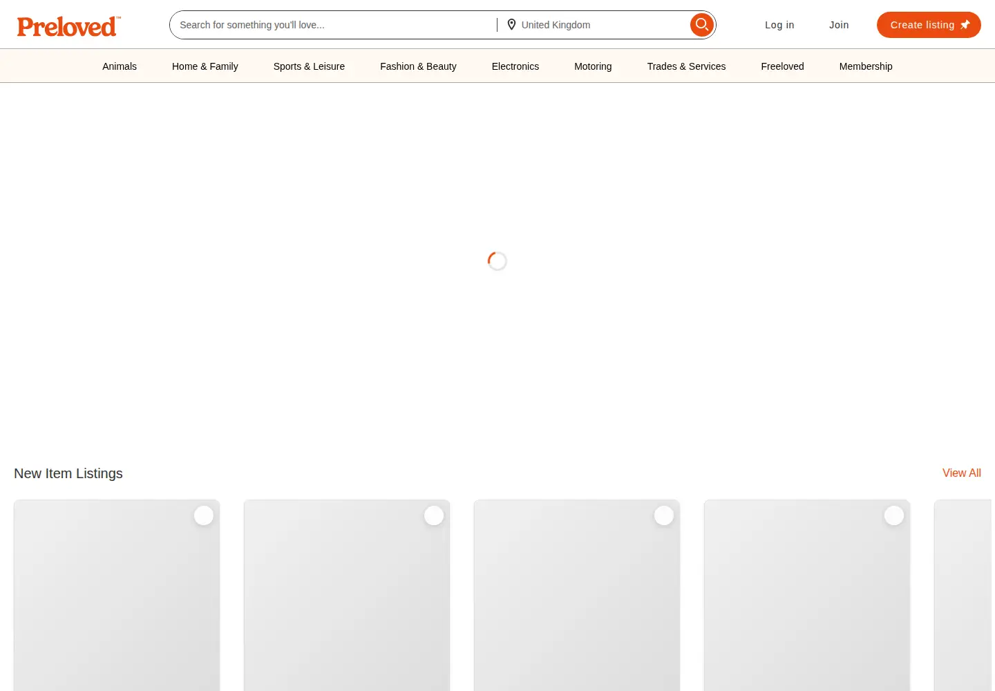 Screenshot of preloved.co.uk