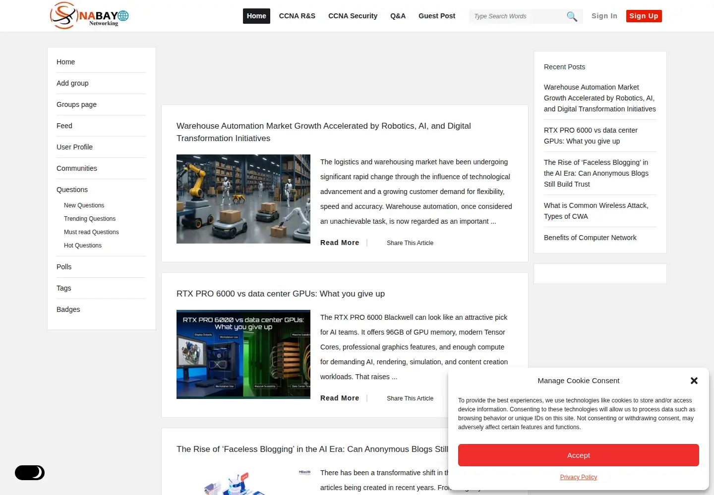 Screenshot of snabaynetworking.com