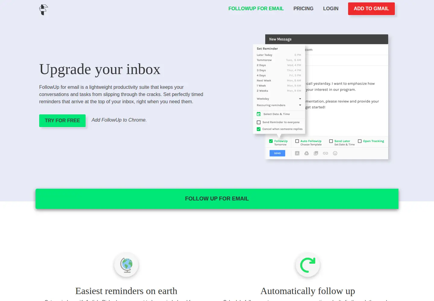 Screenshot of followup.cc