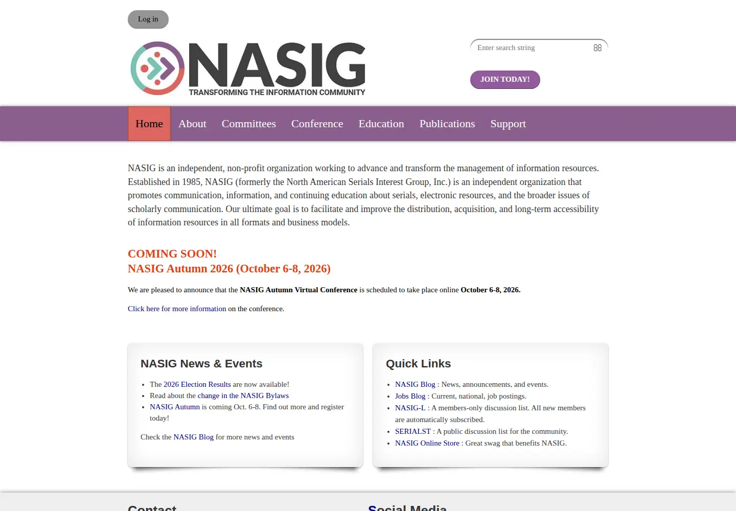 Screenshot of nasig.org