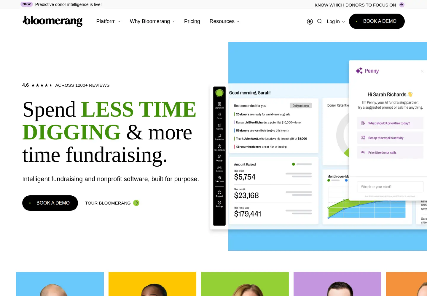 Captured homepage of bloomerang.com in the current scan