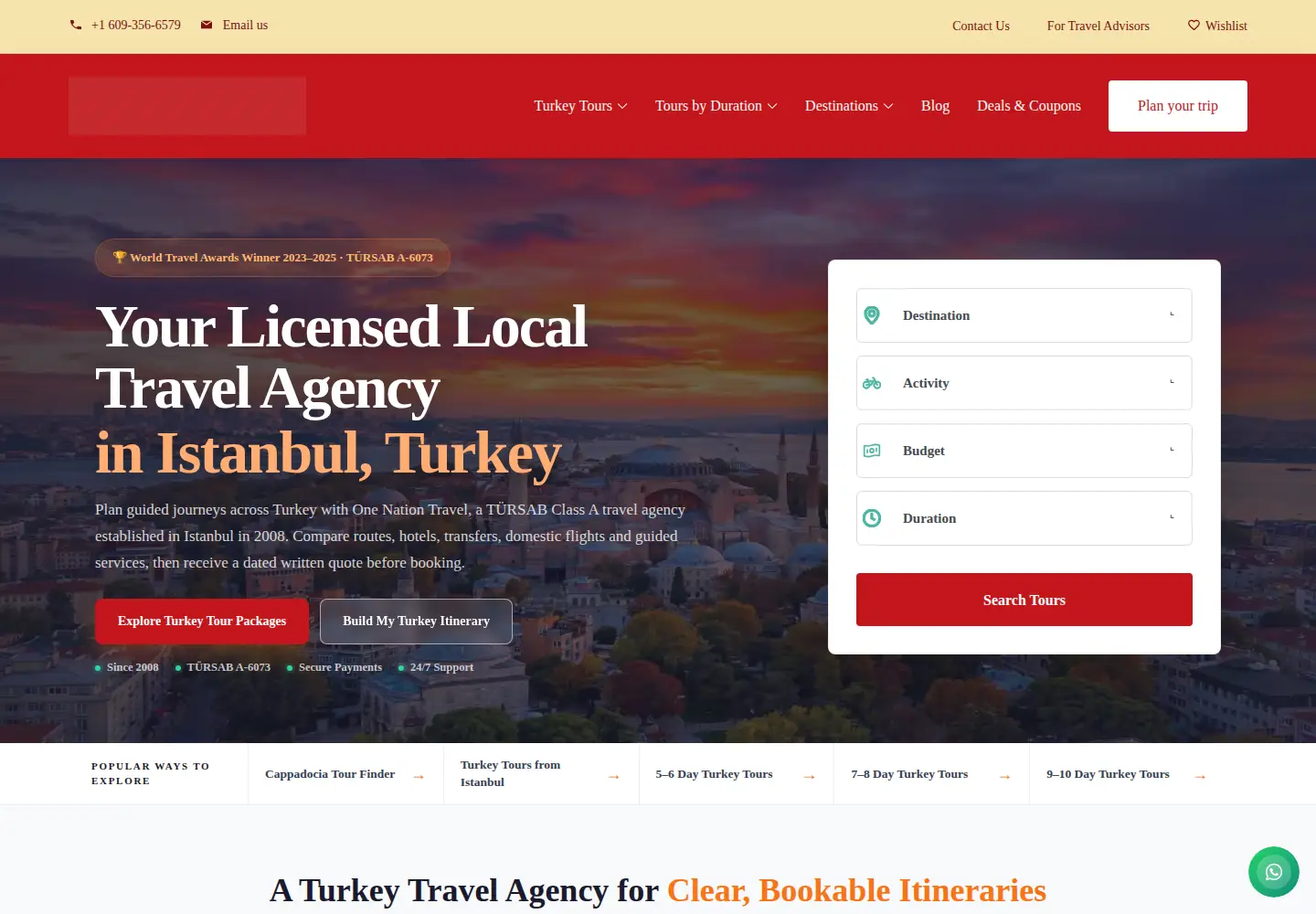 Screenshot of onenationtravel.com