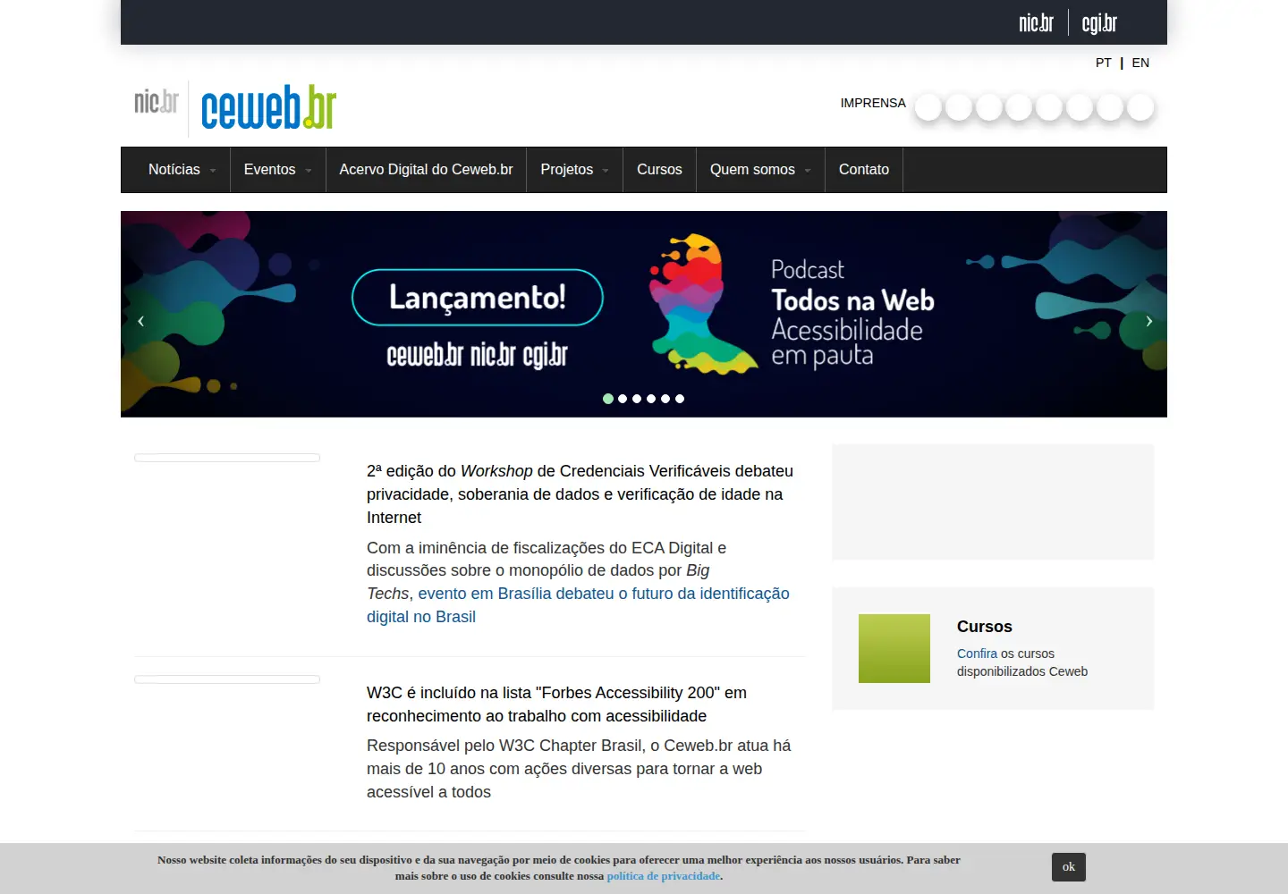 Captured homepage of ceweb.br in the current scan
