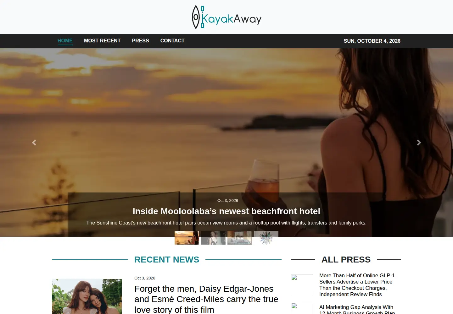 Screenshot of kayakaway.com