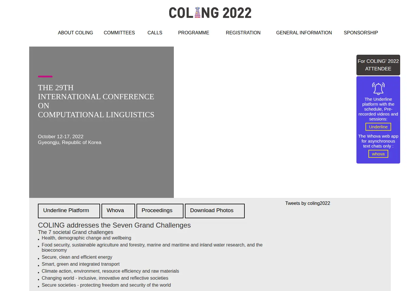 Captured homepage of coling2022.org in the current scan