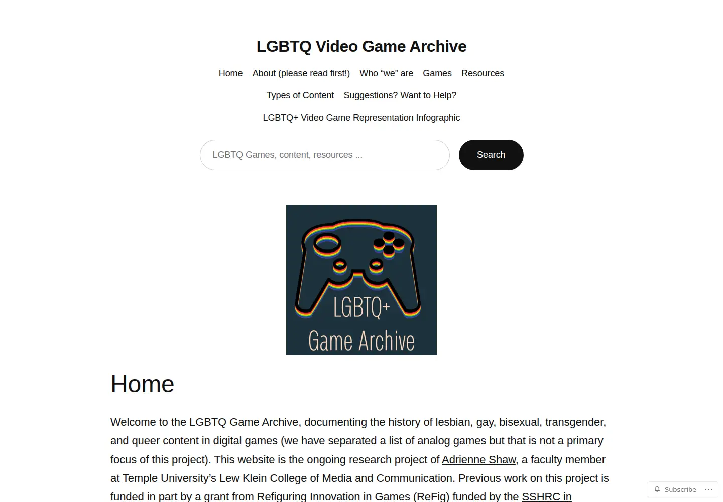 Screenshot of lgbtqgamearchive.com