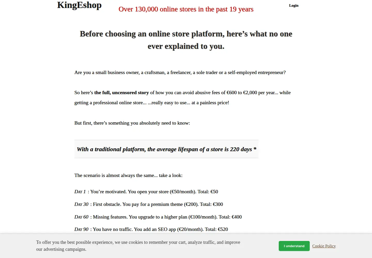 Screenshot of kingeshop.com