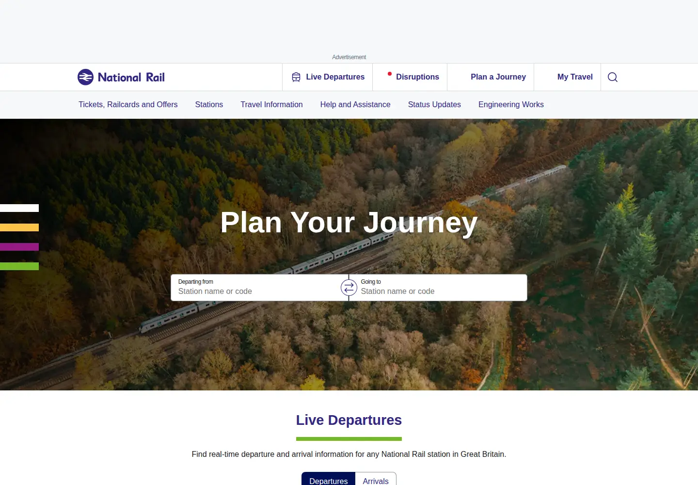 Screenshot of nationalrail.co.uk