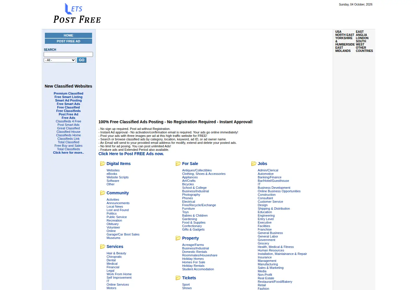 Captured homepage of letspostfree.com in the current scan