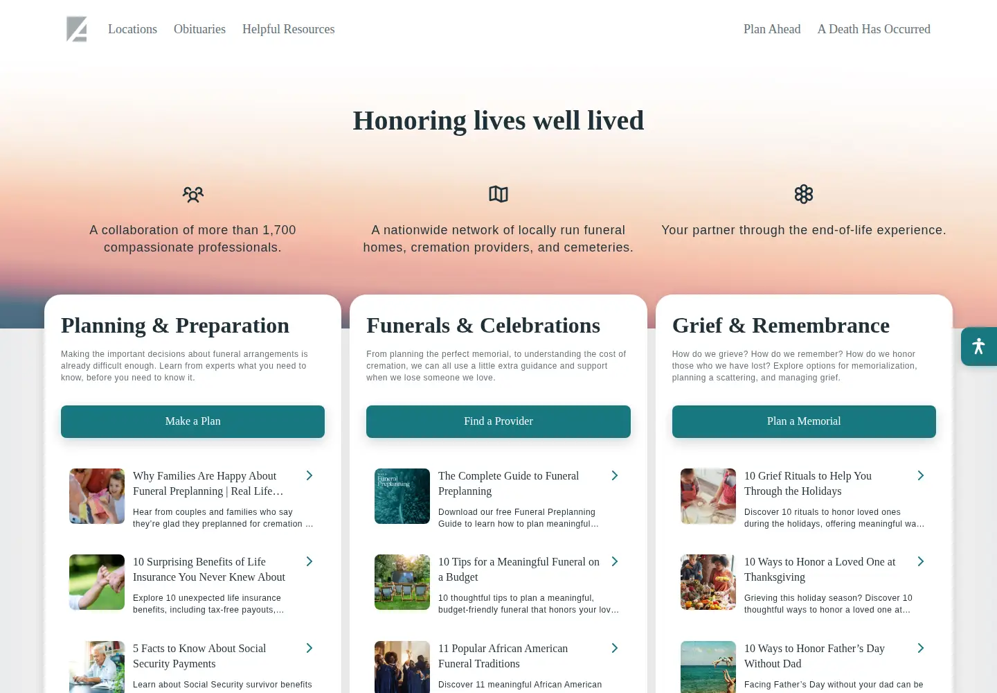 Screenshot of altogetherfuneral.com