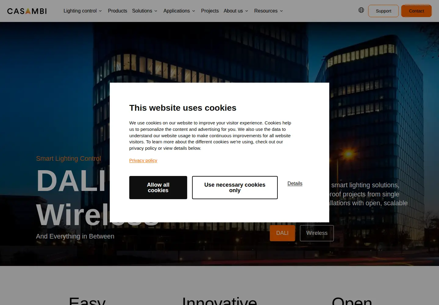 Screenshot of casambi.com