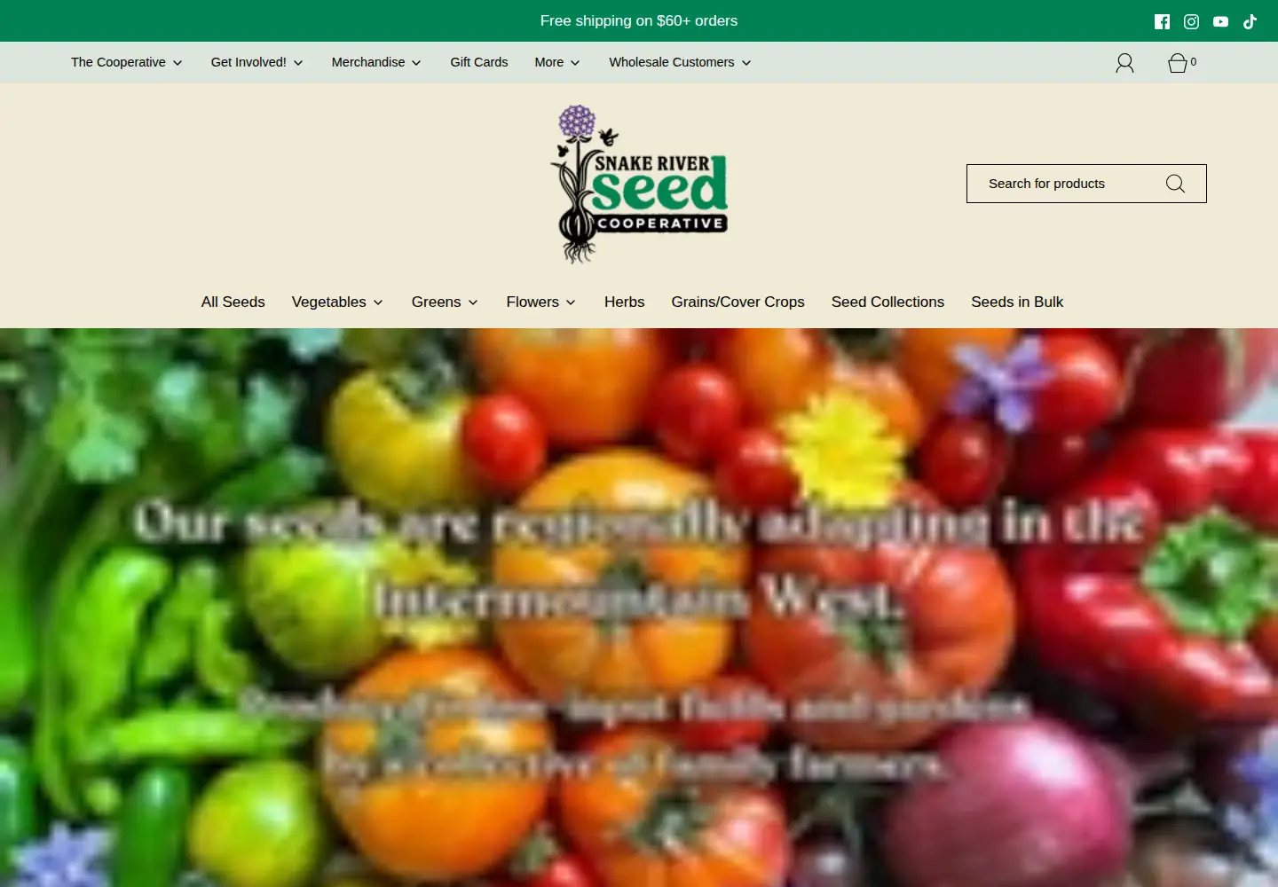 Captured homepage of snakeriverseeds.com in the current scan