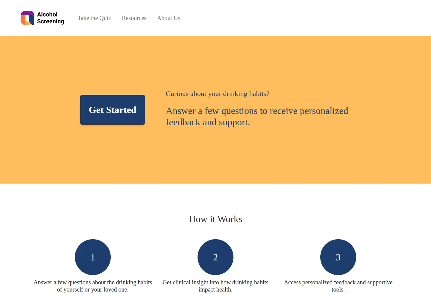Screenshot of alcoholscreening.org