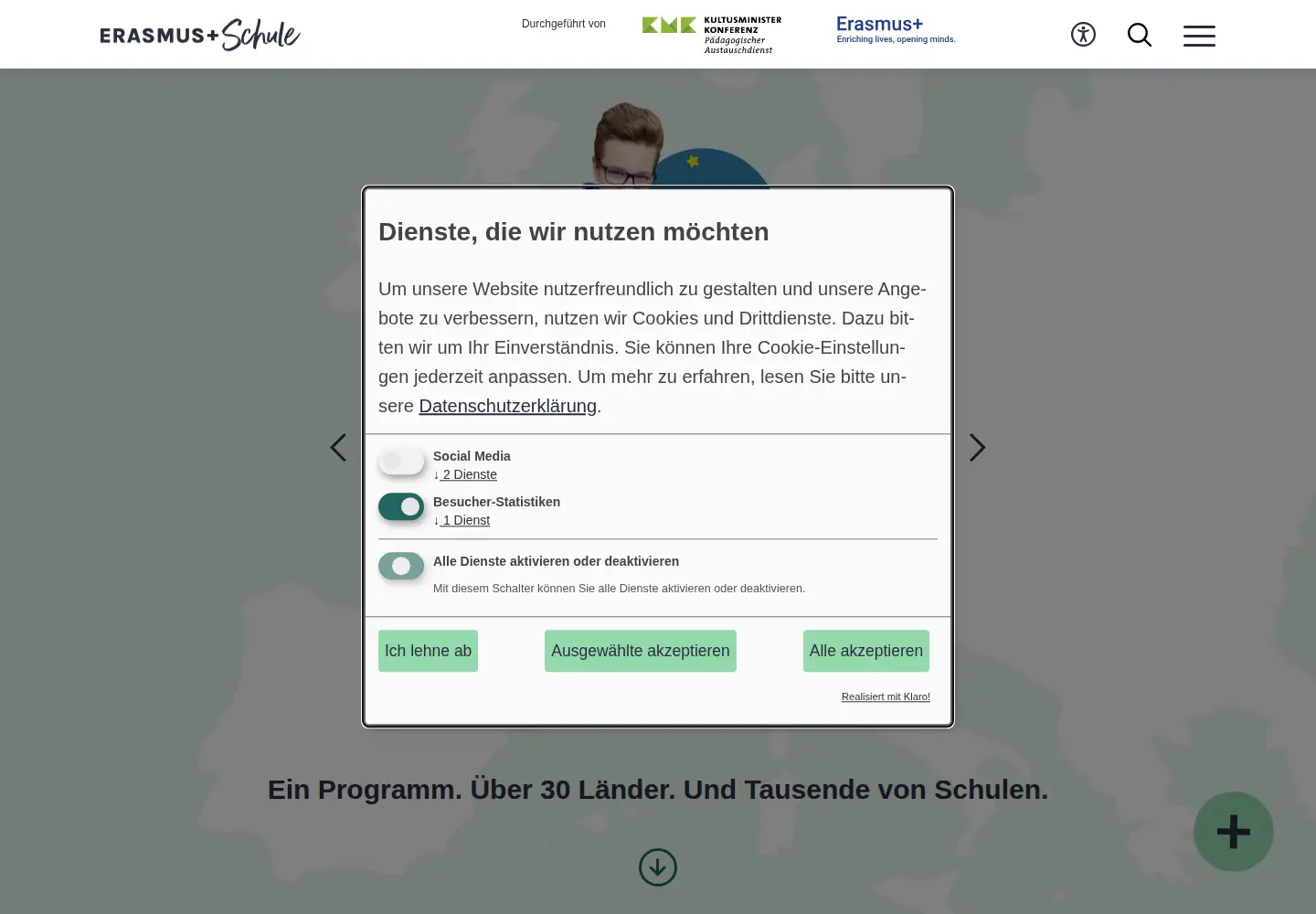 Screenshot of erasmusplus.schule
