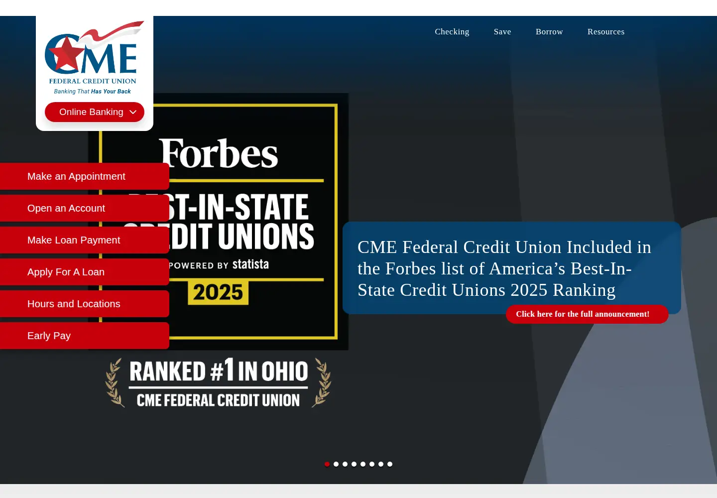 Screenshot of cmefcu.org