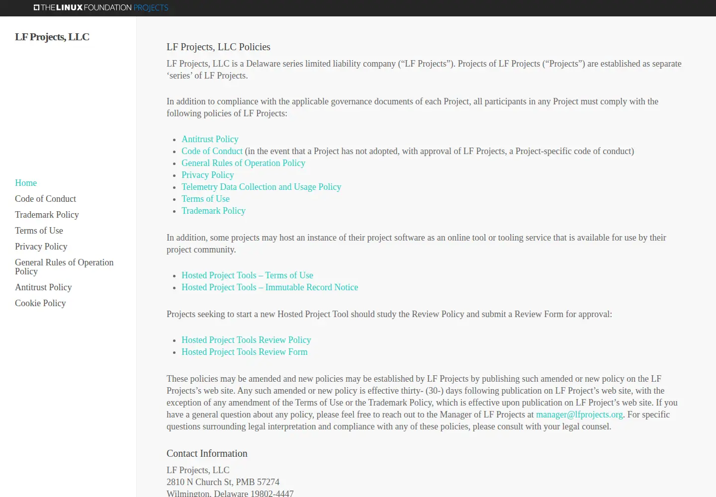 Screenshot of lfprojects.org