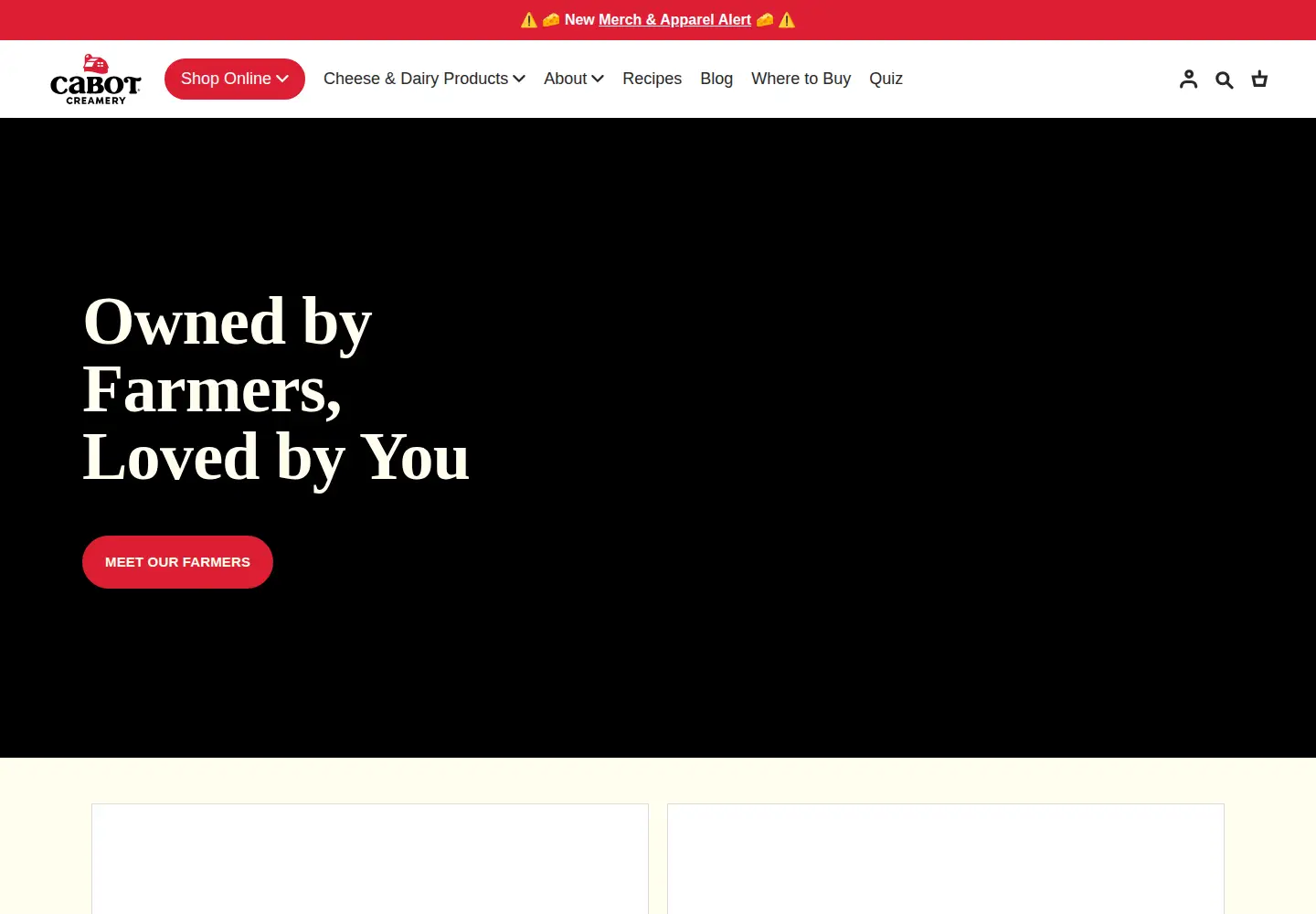 Captured homepage of cabotcheese.coop in the current scan