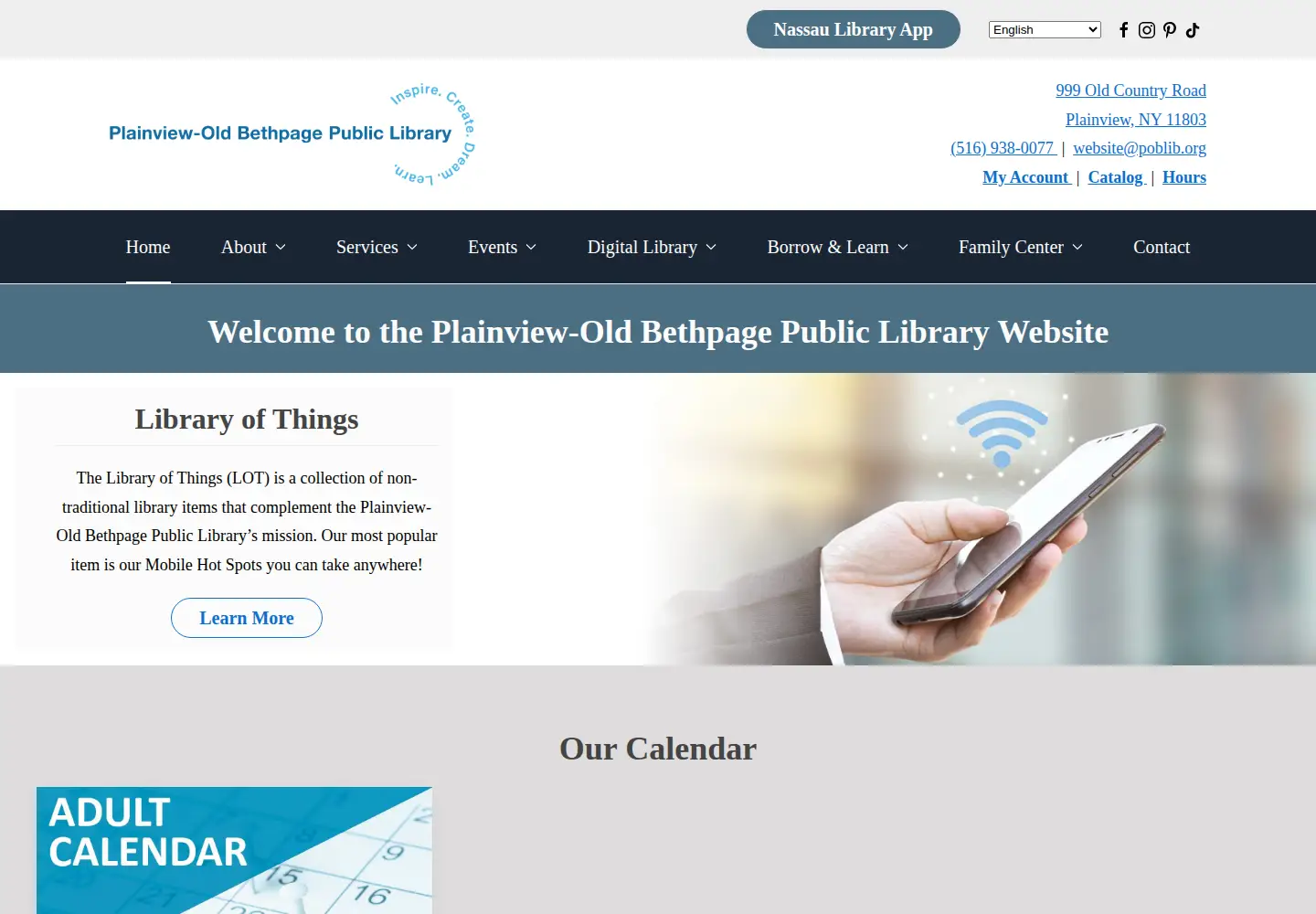Captured homepage of poblib.org in the current scan