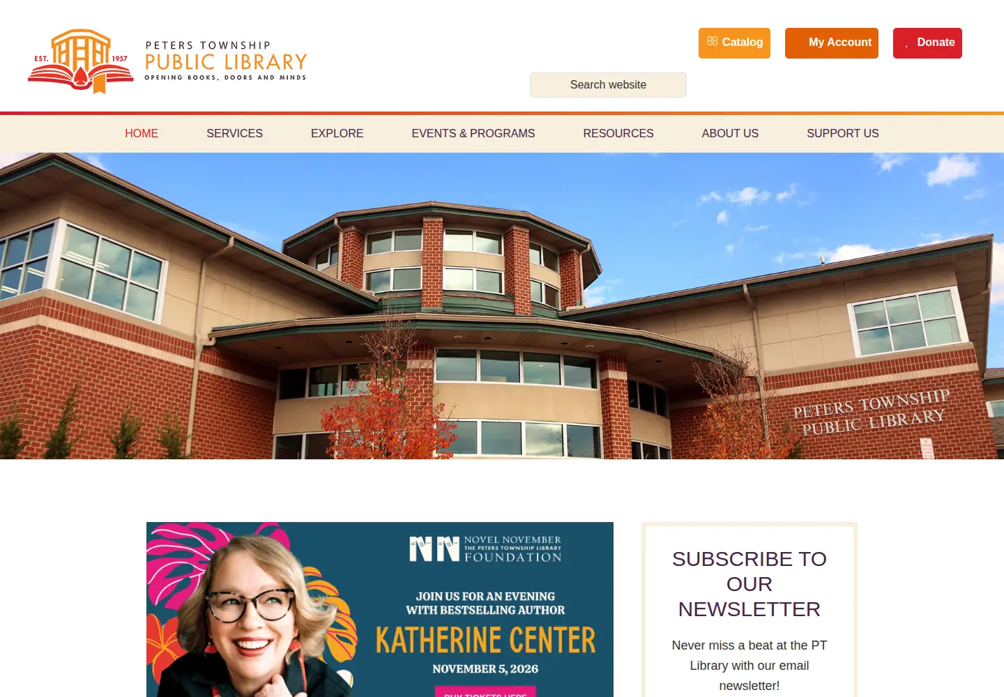 Captured homepage of ptlibrary.org in the current scan