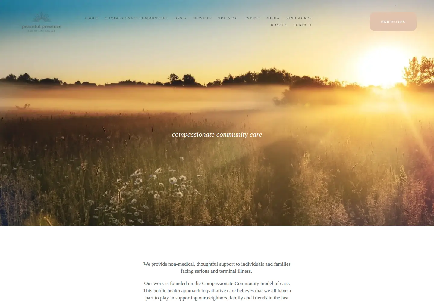 Captured homepage of thepeacefulpresenceproject.org in the current scan