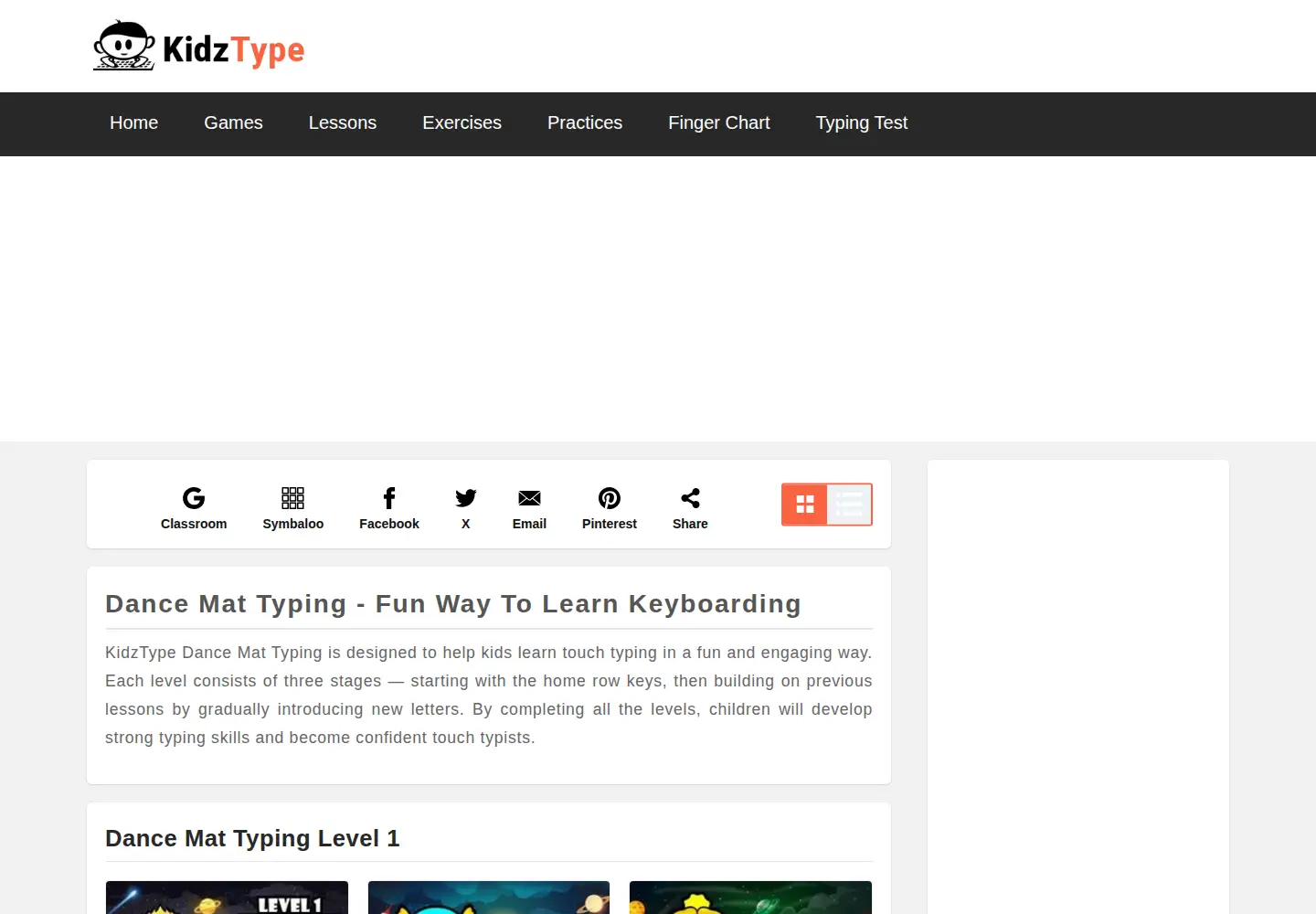 Screenshot of kidztype.com