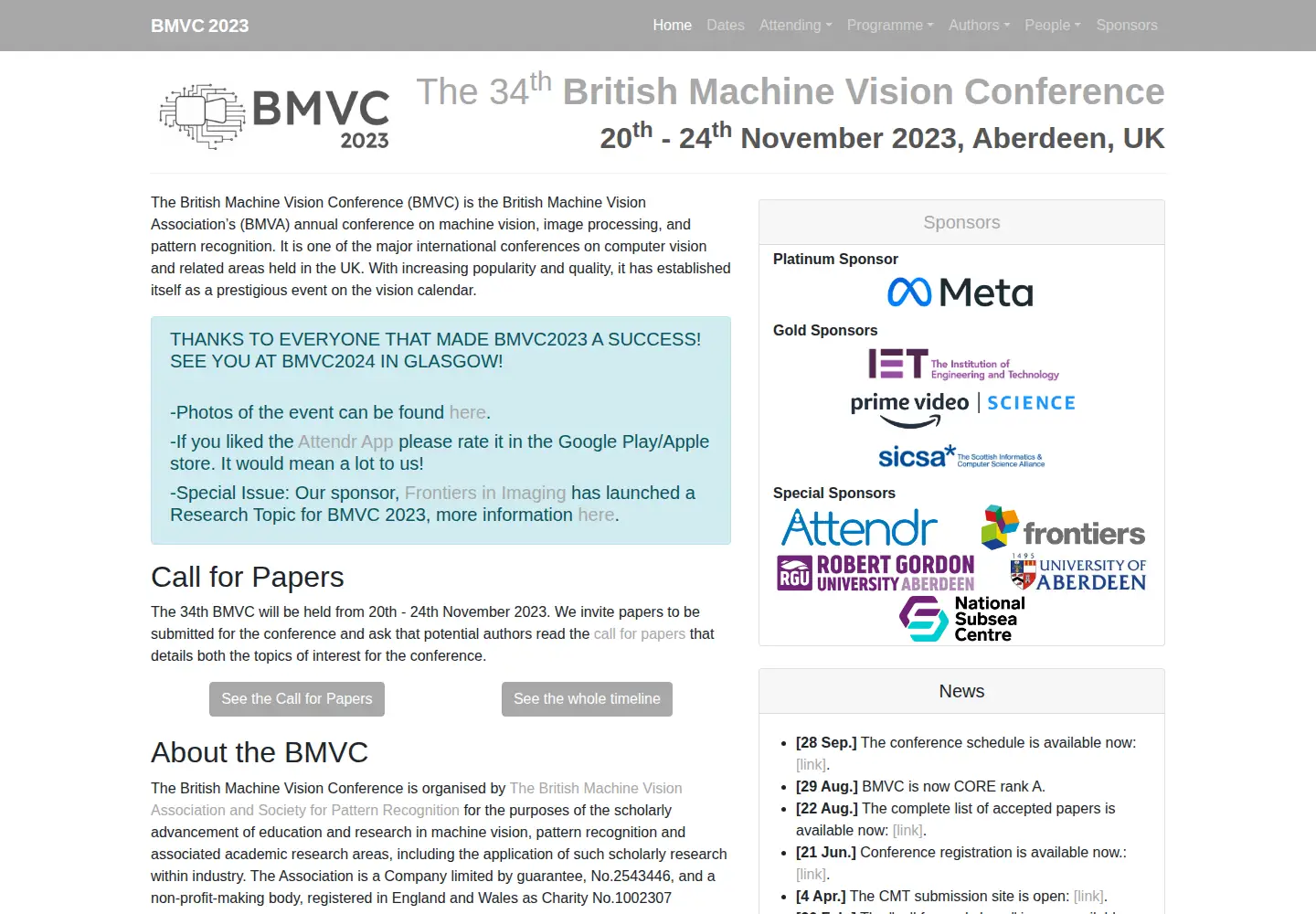 Screenshot of bmvc2023.org