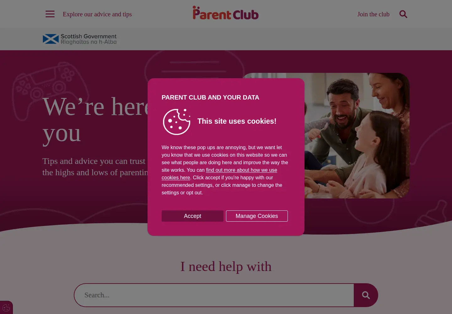 Screenshot of parentclub.scot
