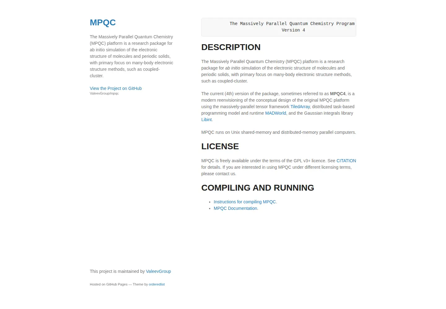 Captured homepage of mpqc.org in the current scan