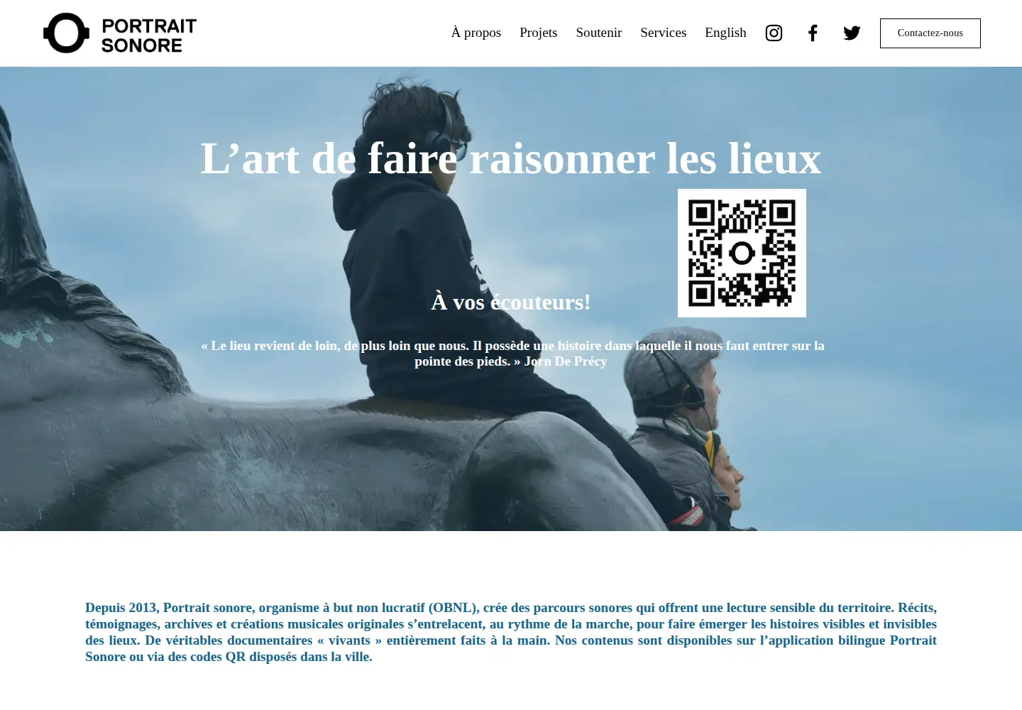 Captured homepage of portraitsonore.ca in the current scan