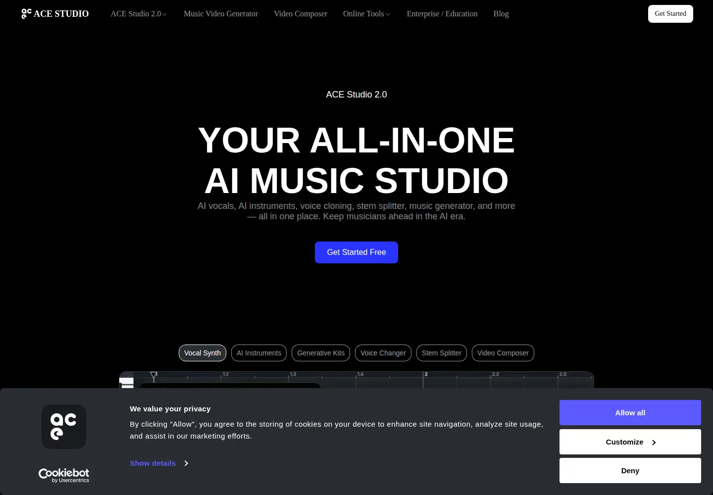 Screenshot of acestudio.ai