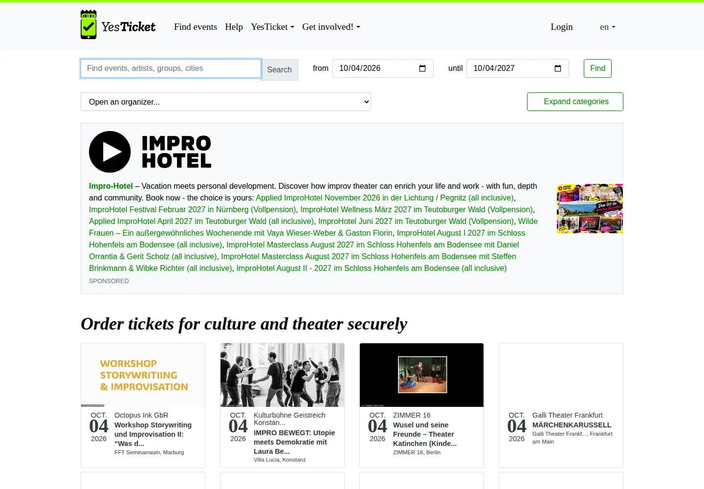 Screenshot of yesticket.org