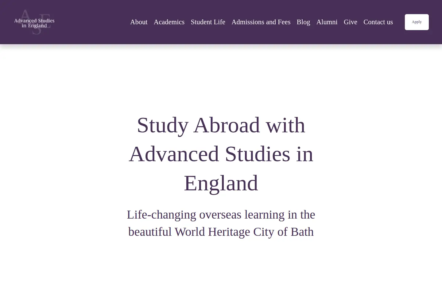 Captured homepage of studyabroadbath.org in the current scan