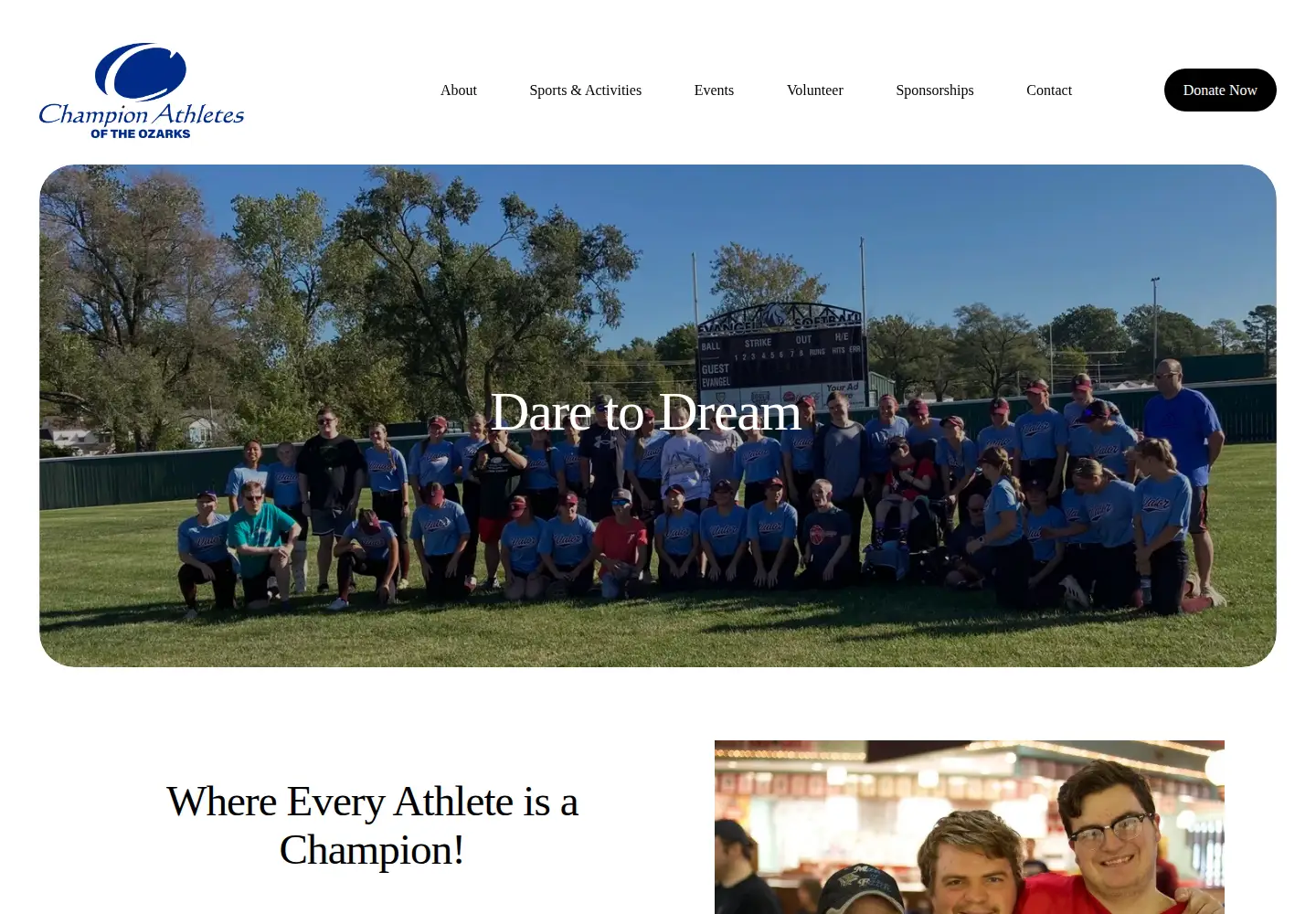 Captured homepage of championathletes.org in the current scan