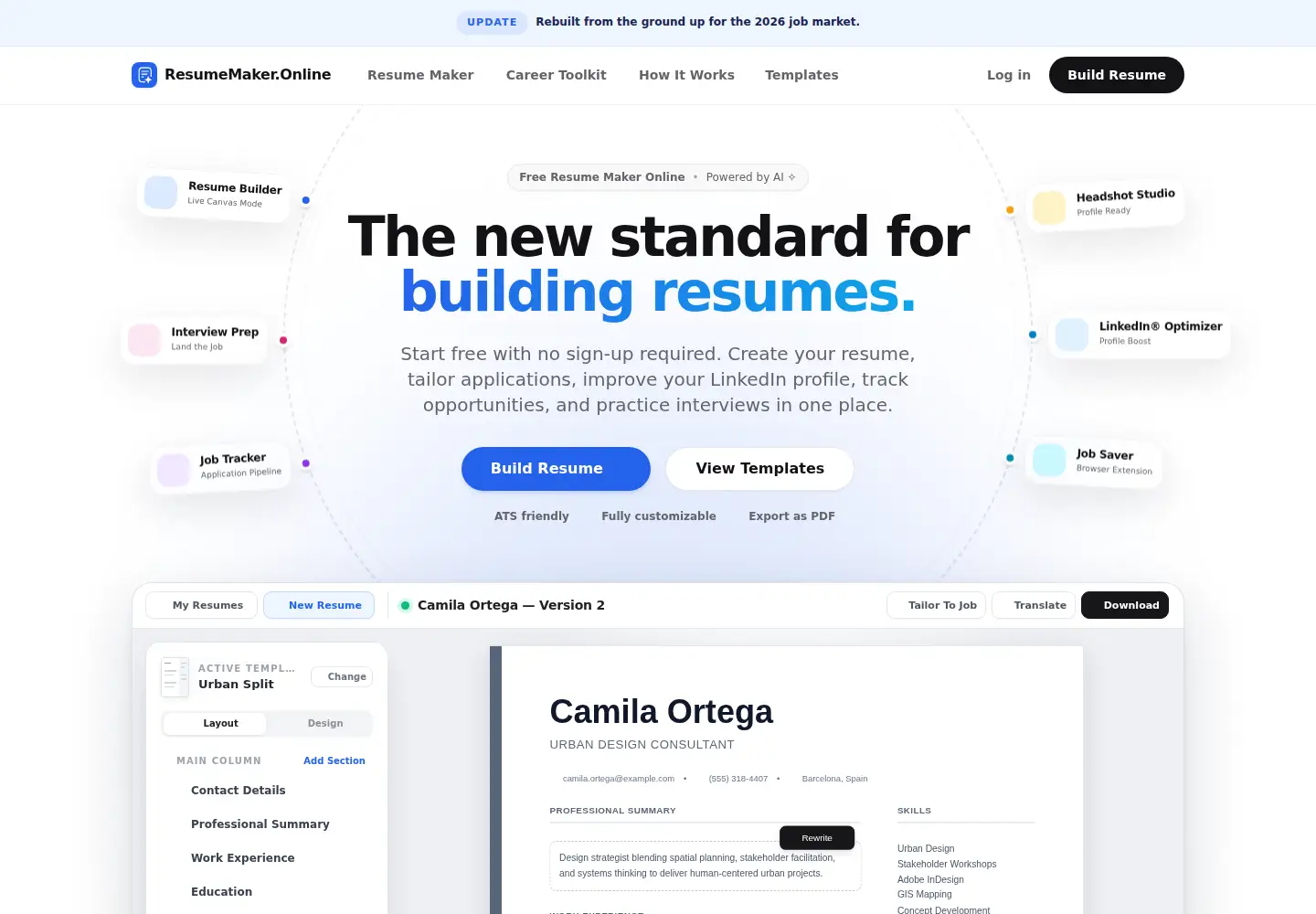 Screenshot of resumemaker.online