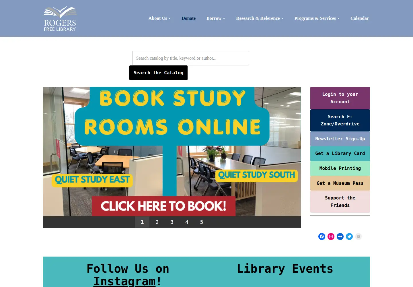 Screenshot of rogersfreelibrary.org