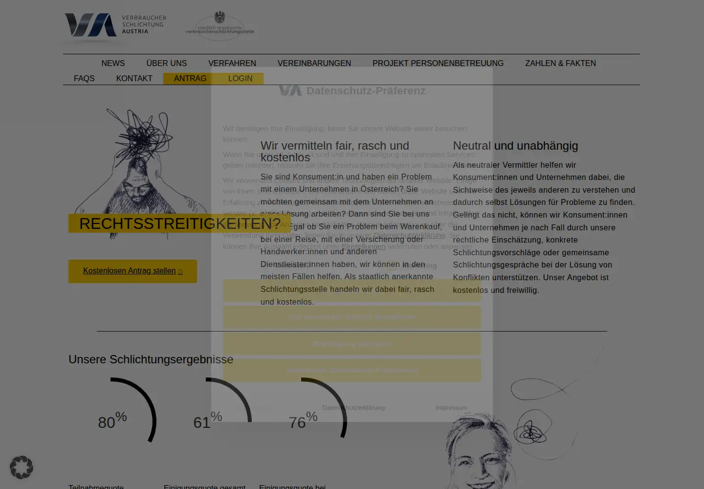 Screenshot of verbraucherschlichtung.at