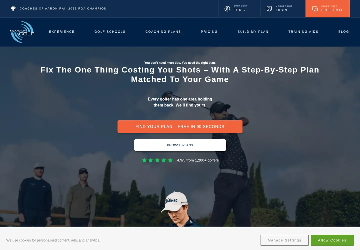 Screenshot of meandmygolf.com