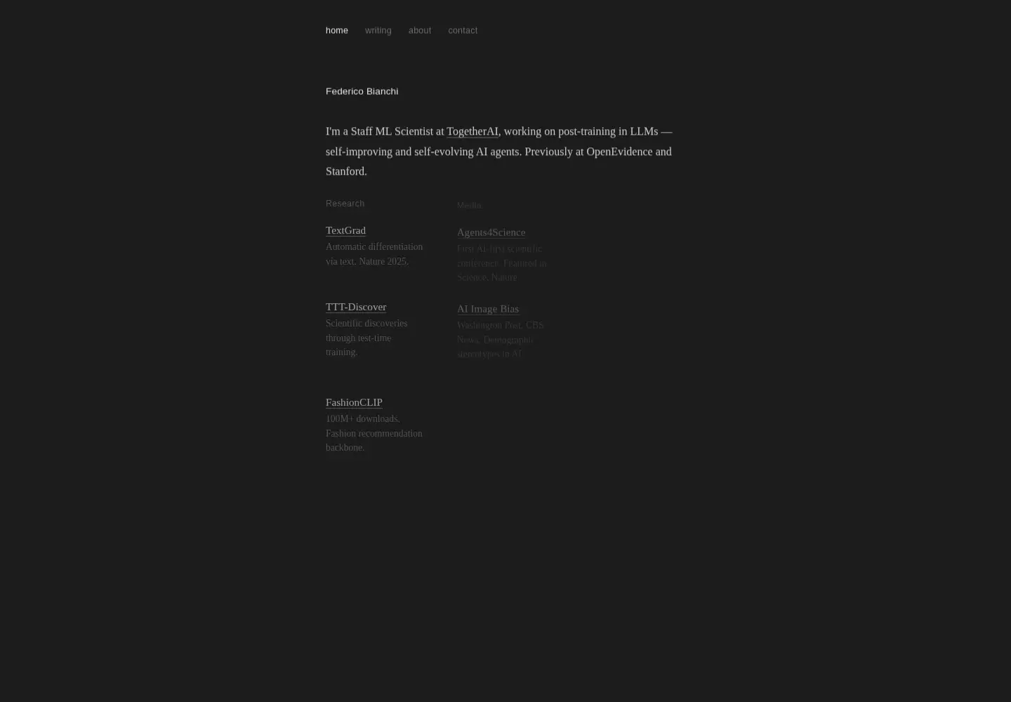 Screenshot of federicobianchi.io