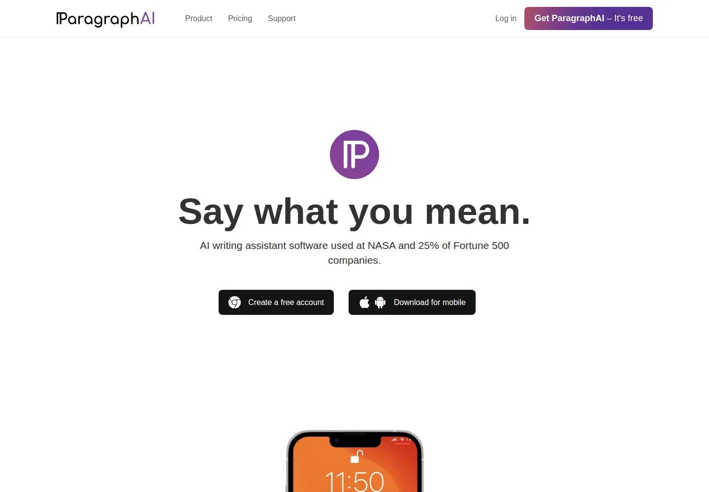 Screenshot of paragraphai.com