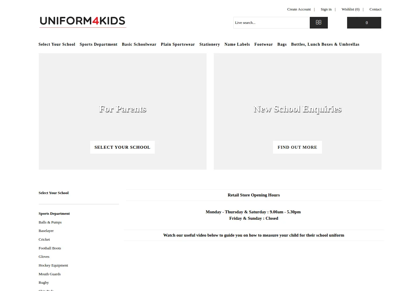 Screenshot of uniform4kids.com