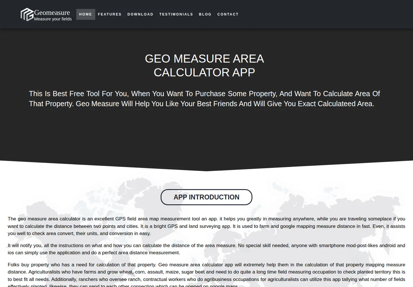 Captured homepage of geomeasure.in in the current scan