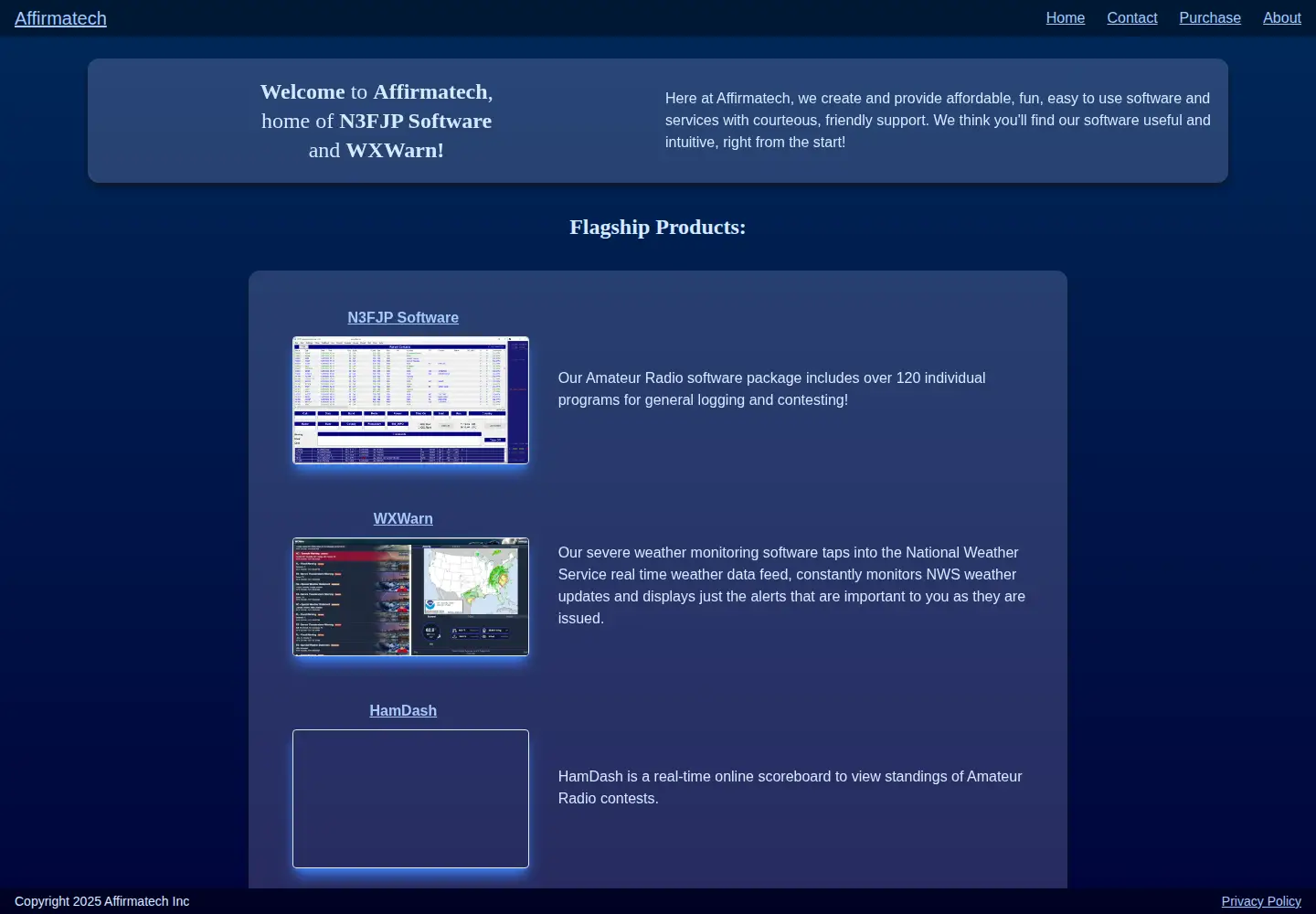 Captured homepage of affirmatech.com in the current scan