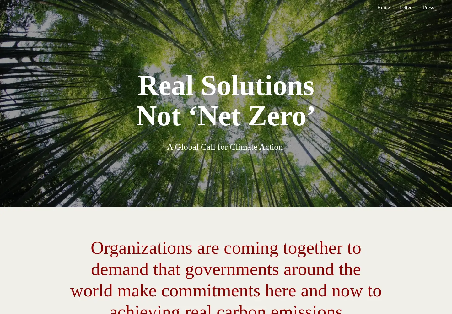 Captured homepage of realsolutions-not-netzero.org in the current scan