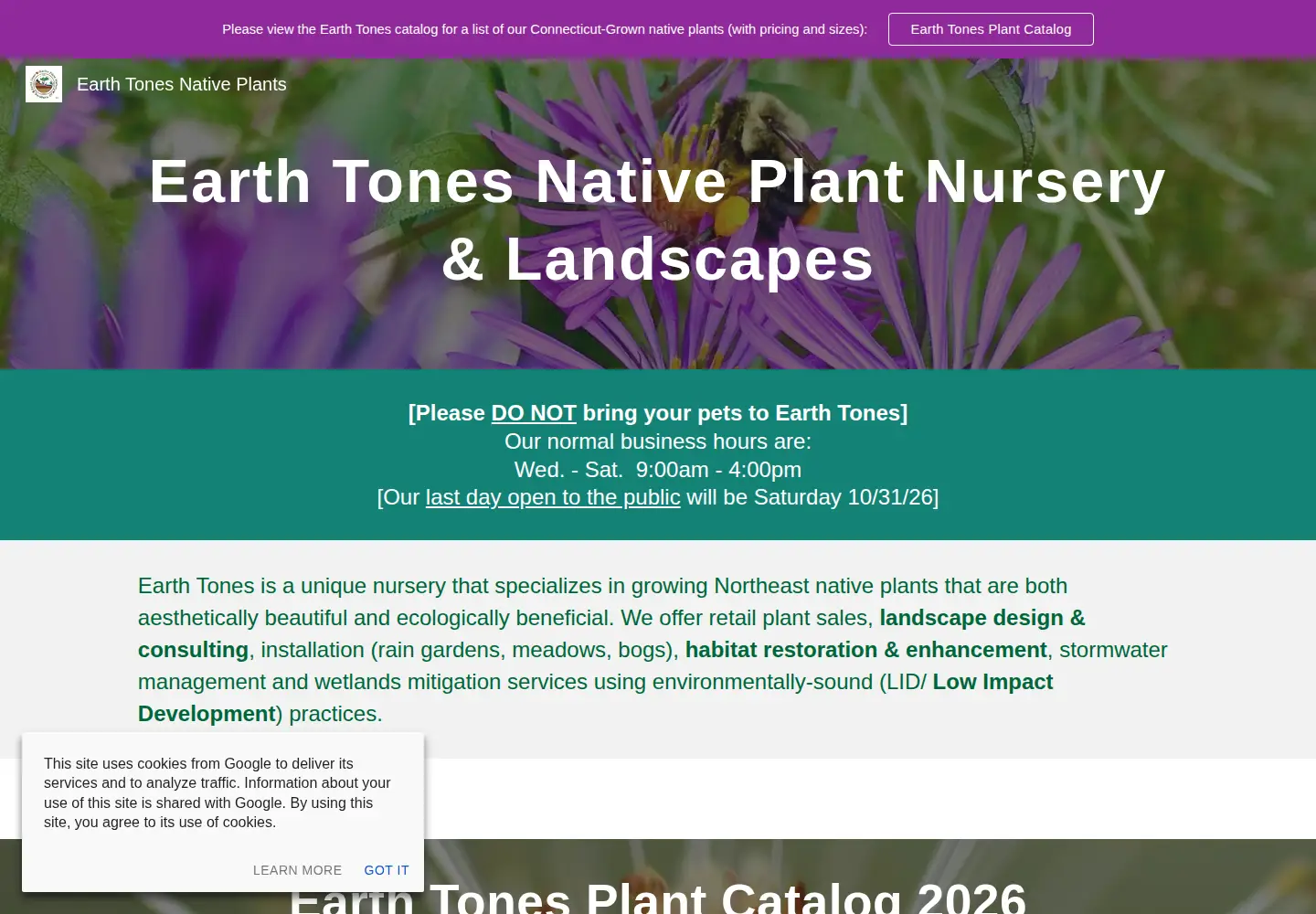 Captured homepage of earthtonesnatives.com in the current scan