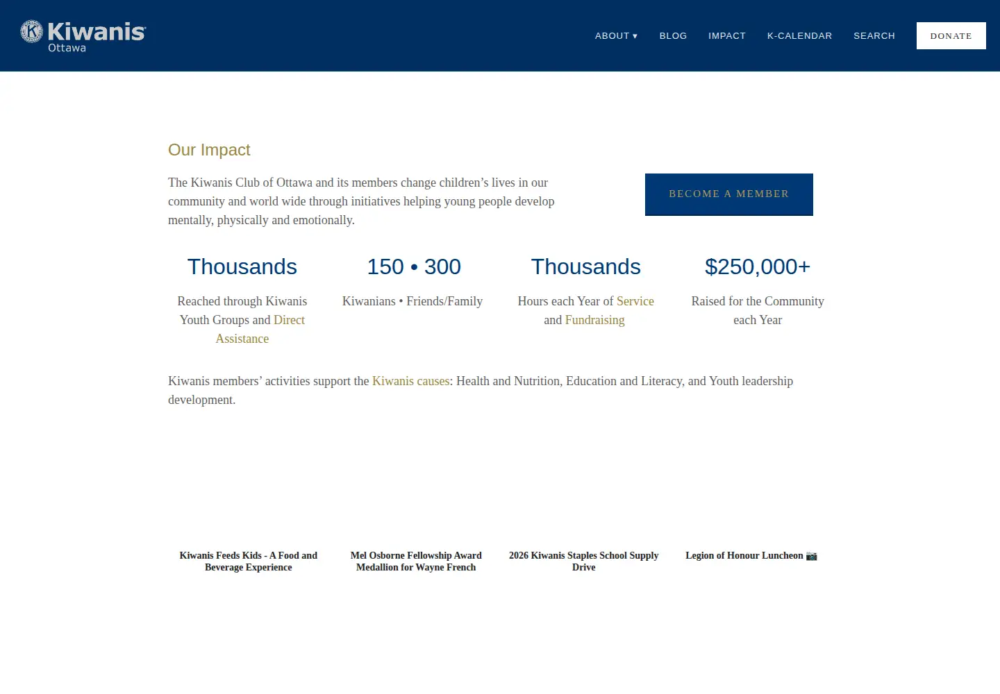 Captured homepage of ottawakiwanis.org in the current scan