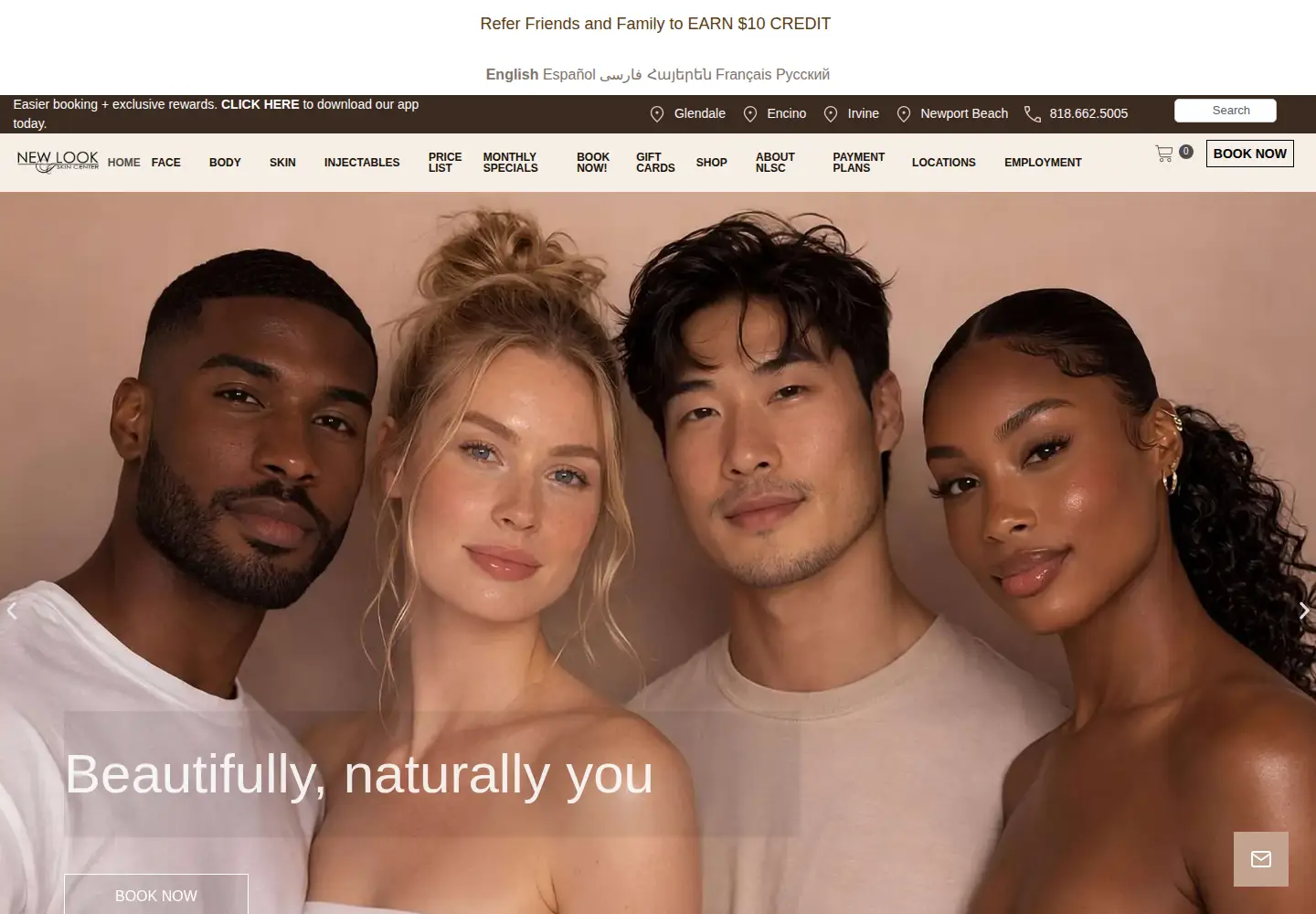 Screenshot of newlookskincenter.com