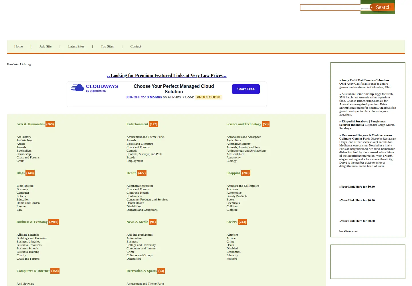 Screenshot of freeweblink.org